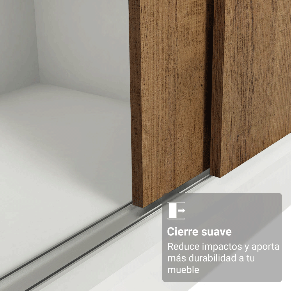 Clóset Matrimonial con Patas 3 Puertas Corredizas con Espejo Blanco/Marrón Reno Madesa