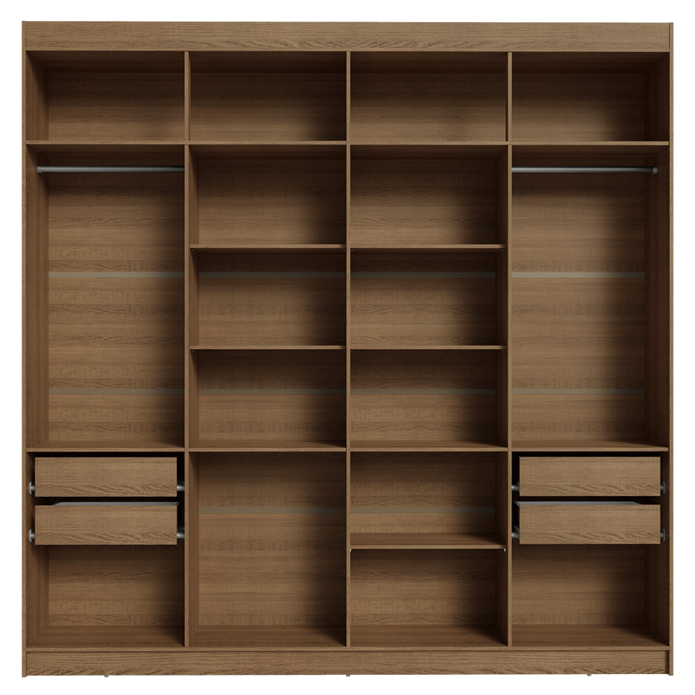 Clóset Matrimonial Venus 216 cm Sin Puertas 4 Cajones Marrón