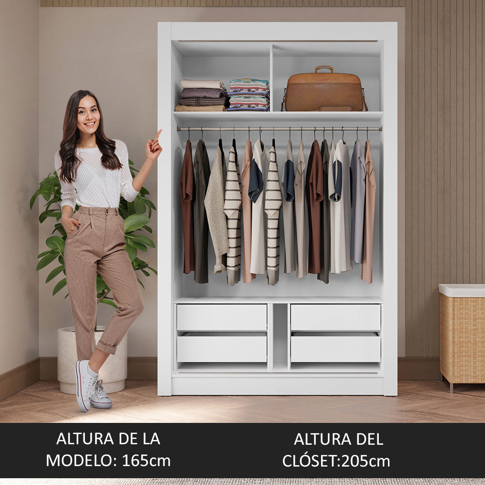 Clóset 2 Puertas Corredizas 4 Cajones Blanco Vivare Plus