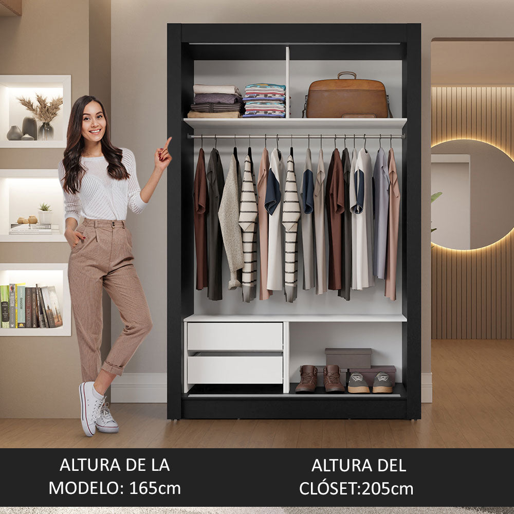 Clóset 2 Puertas Corredizas 2 Cajones Negro Vivare