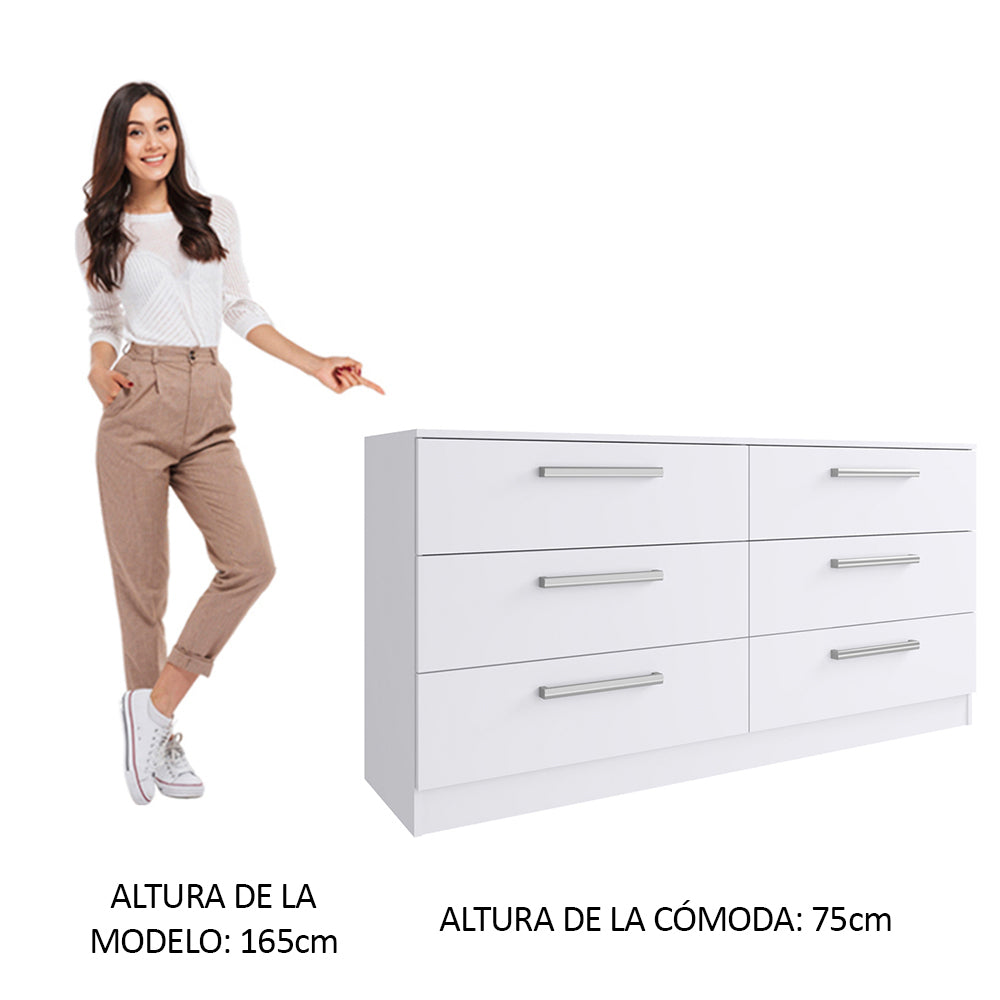 Cómoda Laura con 6 Cajones Blanco