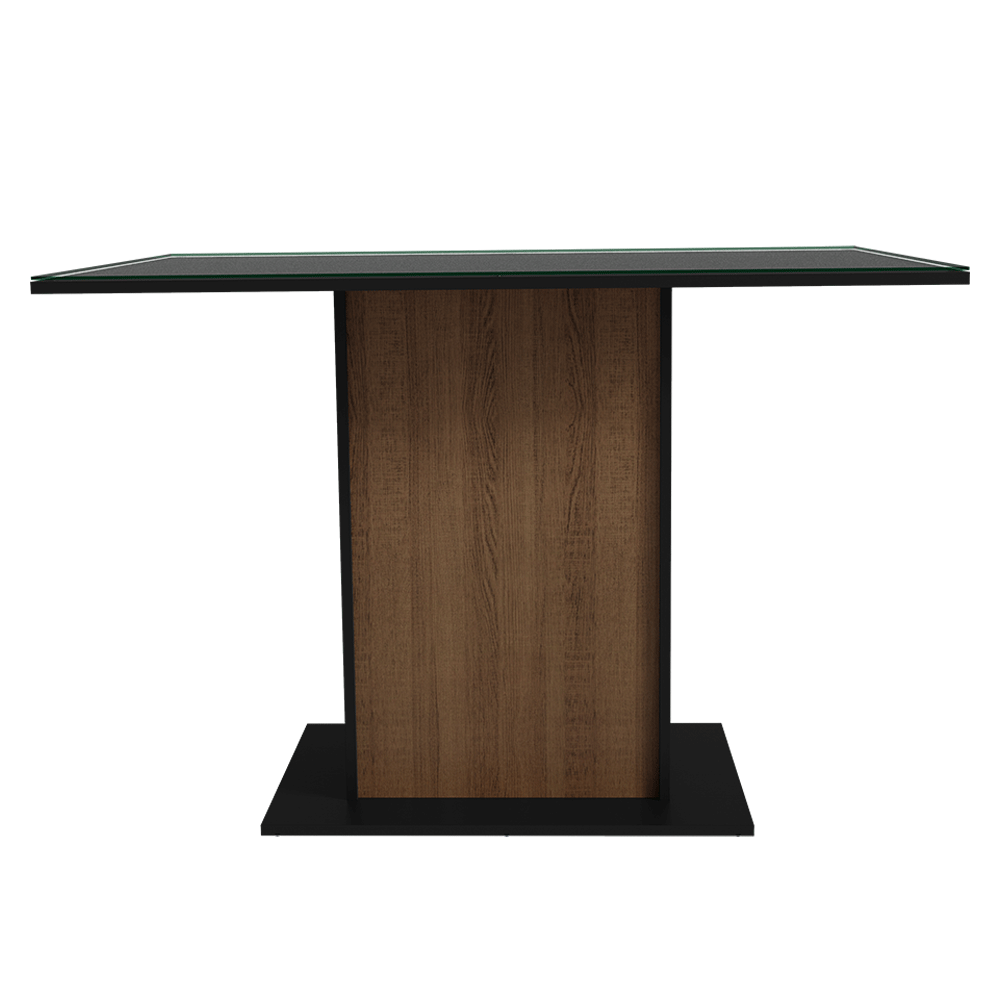 Mesa de Comedor Rectangular con Encimera de Vidrio Marrón/Negro 5329