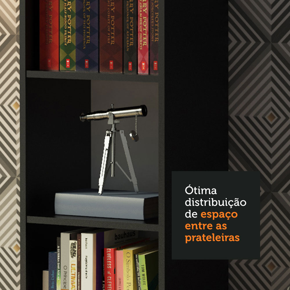 Estante Librero 6906 con Nichos Negro