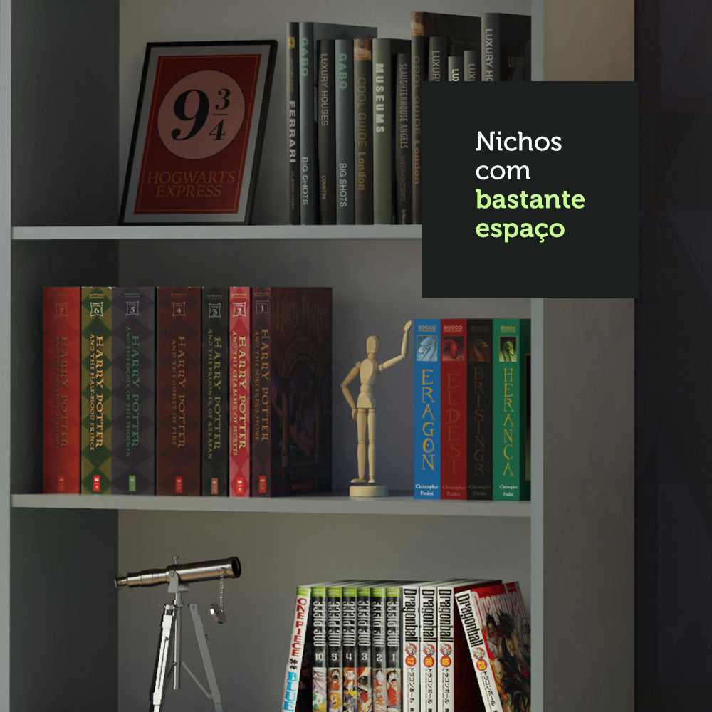 Estante Librero 6908 con 6 Nichos Gris