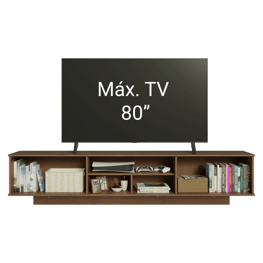 Mueble para TV Suspendido hasta 80 Pulgadas 218 cm 2 Puertas Marrón/Blanco Glamy Madesa