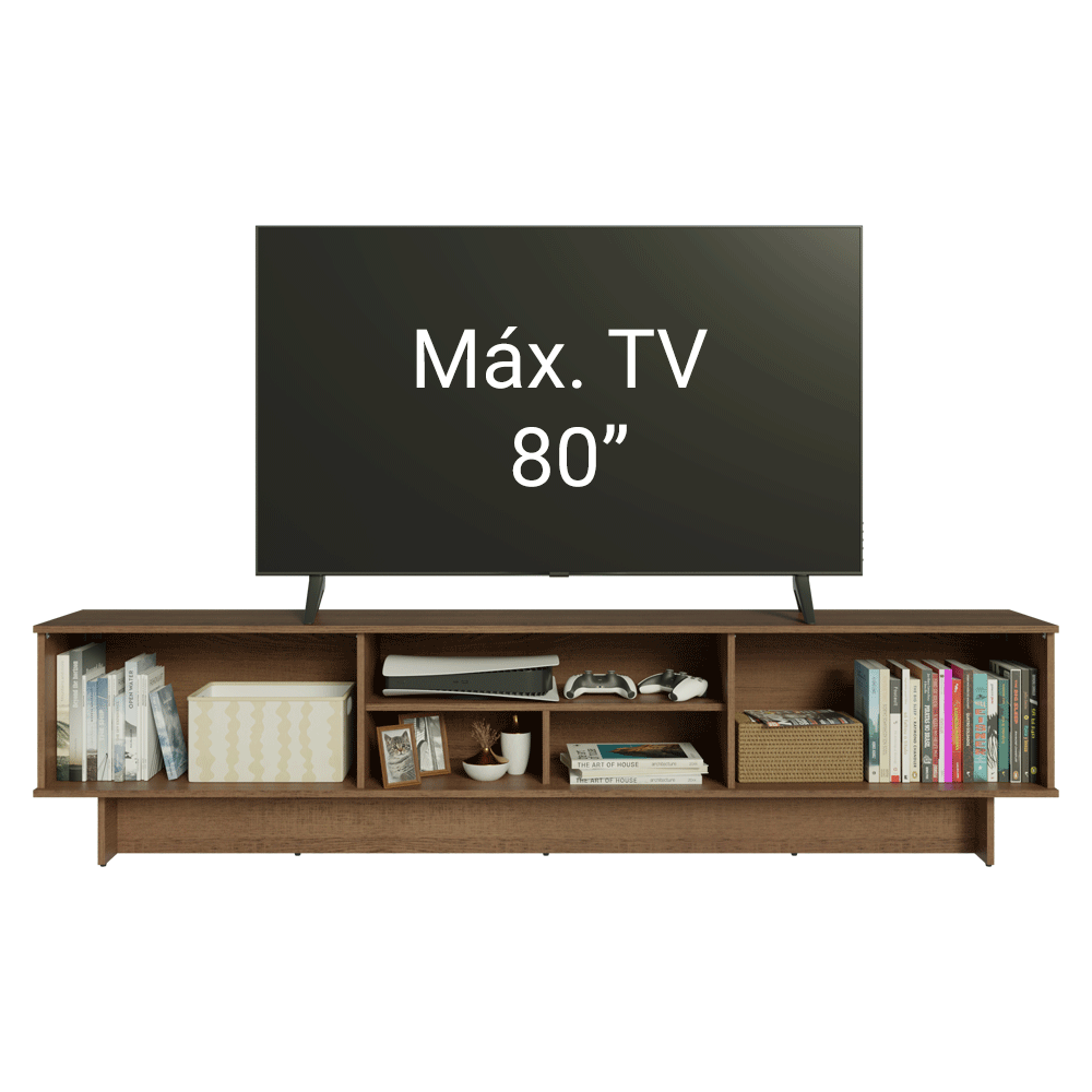 Mueble para TV hasta 80 Pulgadas 218 cm 2 Puertas Marrón/Negro Lux Madesa