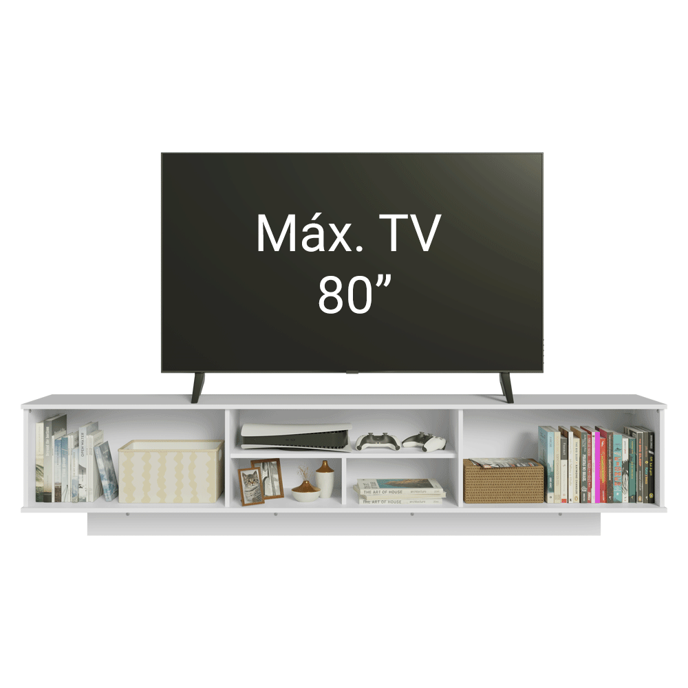 Mueble para TV Suspendido hasta 80 Pulgadas 218 cm 2 Puertas Blanco/Marrón Glamy Madesa