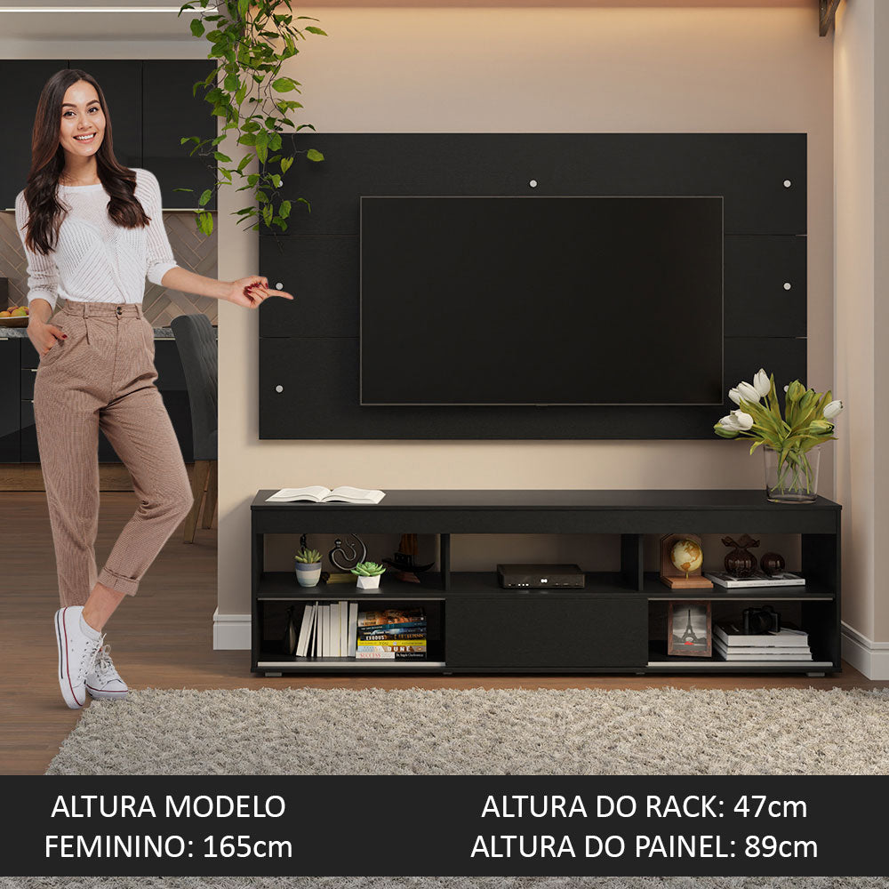 Mueble para TV y Panel Hasta 65" Negro Orlando