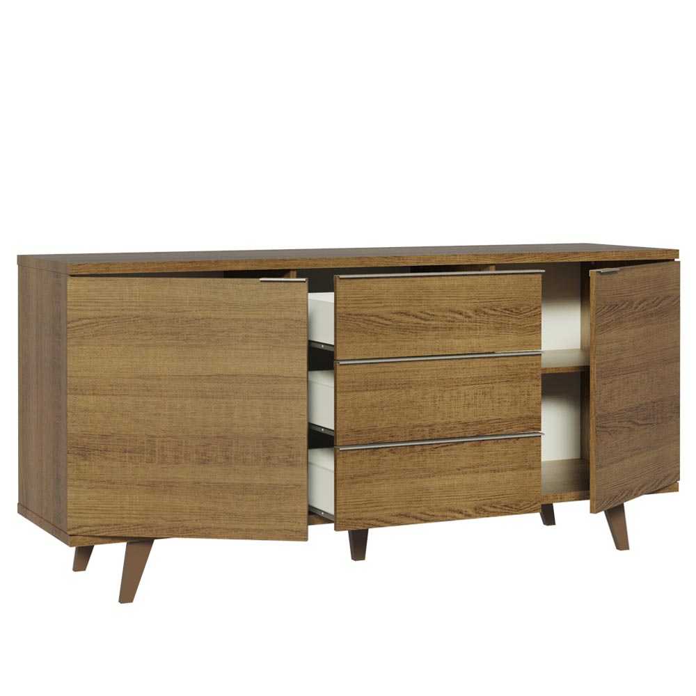 Credenza Bufetera 3 Cajones 2 Puertas con Patas Marrón