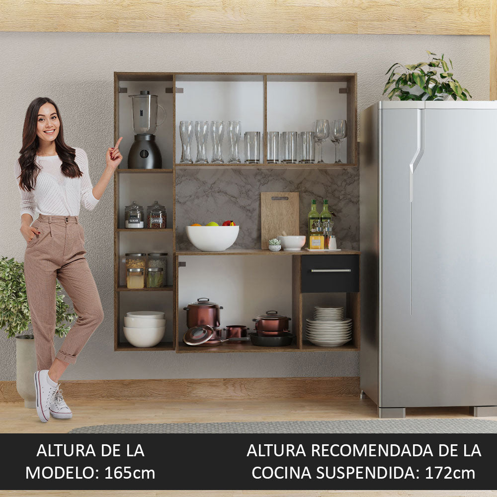 Cocina Compacta 120cm Marron/Negro Easy