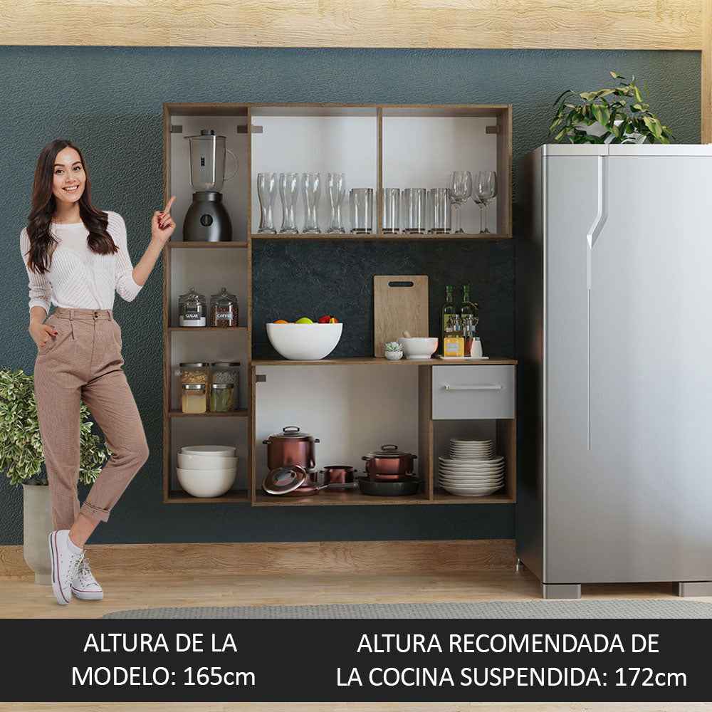 Cocina Integral 120cm Marrón/Gris Easy
