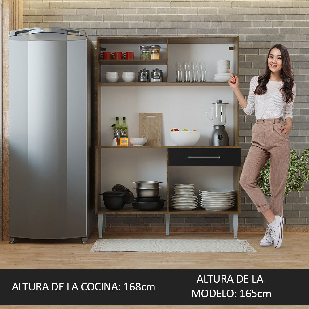 Cocina Compacta 120cm Marron/Negro Life