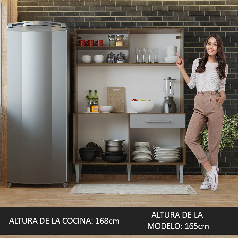 Cocina Integral 120cm Marrón/Gris Life