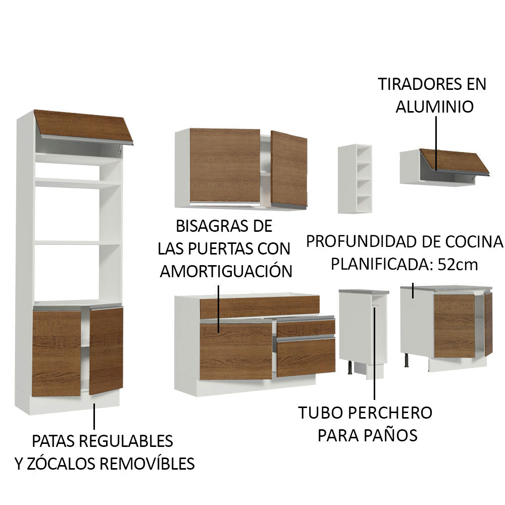 Cocina Integral 290 cm Blanco/Marrón Vicenza