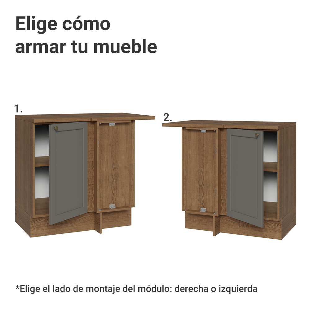 Gabinete Bajo Esquinero 1 Puerta Marrón/Gris Vik Madesa