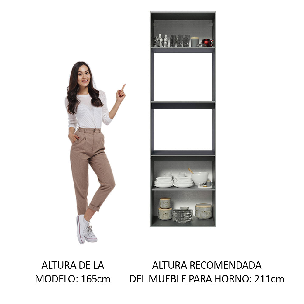 Mueble para Horno 60 cm 2 Puertas 2 Nichos Sin Patas Nice Gris