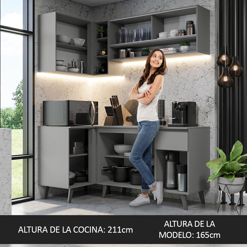 Cocina Integrale Esquinera 265 cm Gris Nice Madesa 02