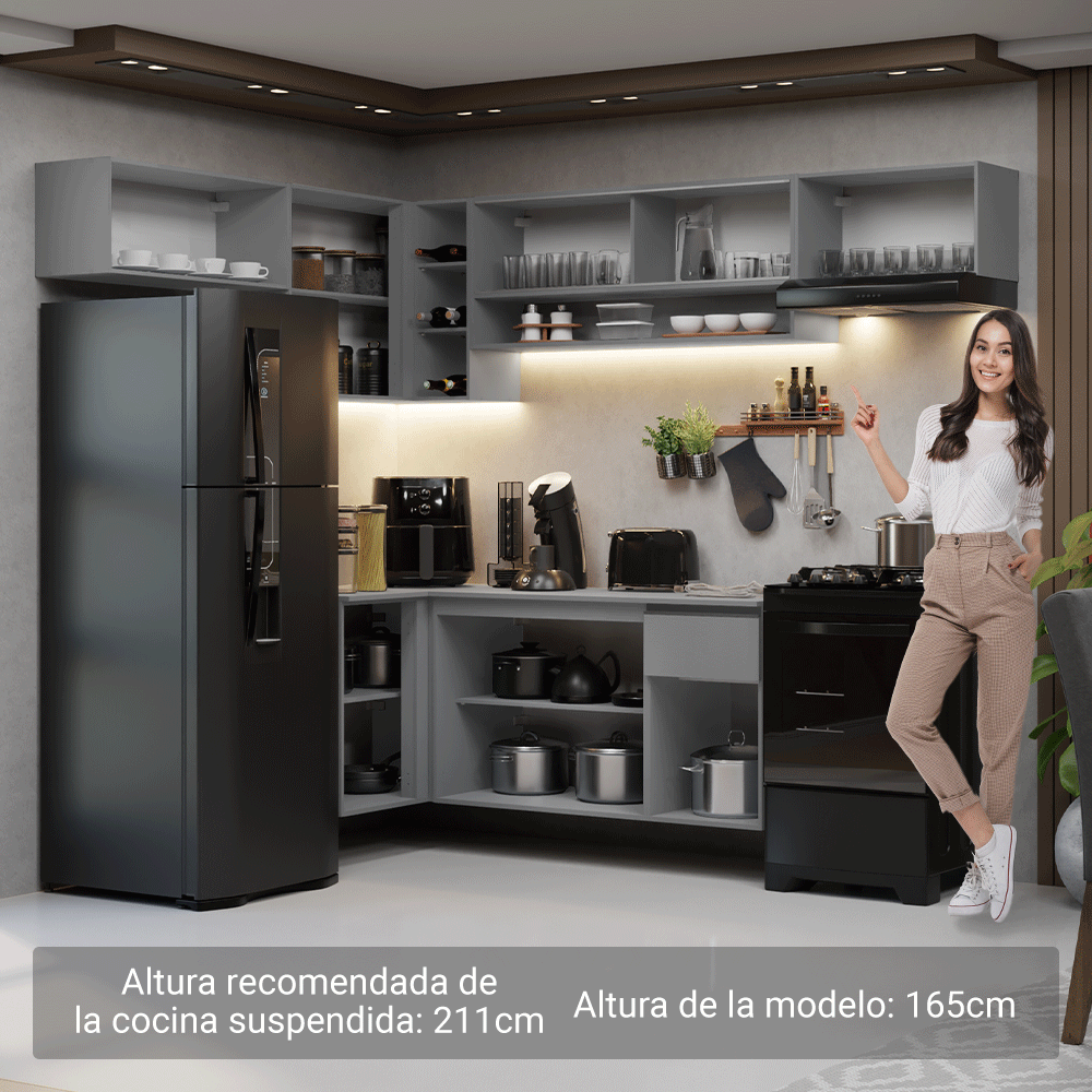 Cocina Integral 405 cm sin Patas Gris Nice