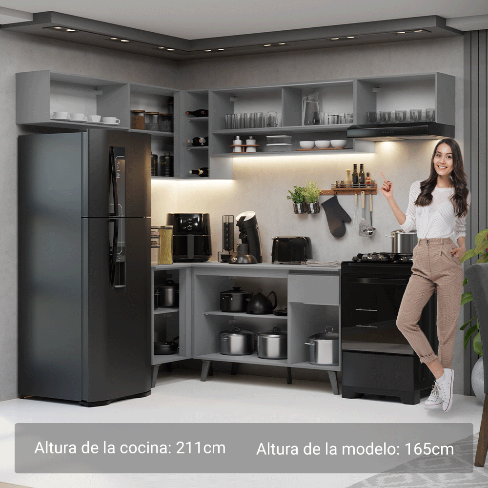 Cocina Integrale Esquinera 405cm Gris Nice Madesa 05