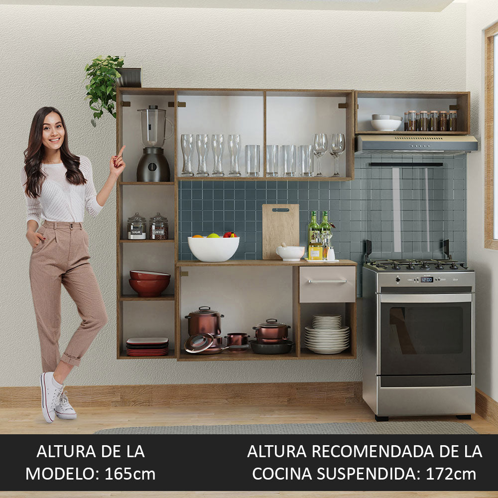 Cocina Compacta 180cm Marrón/Crema Easy