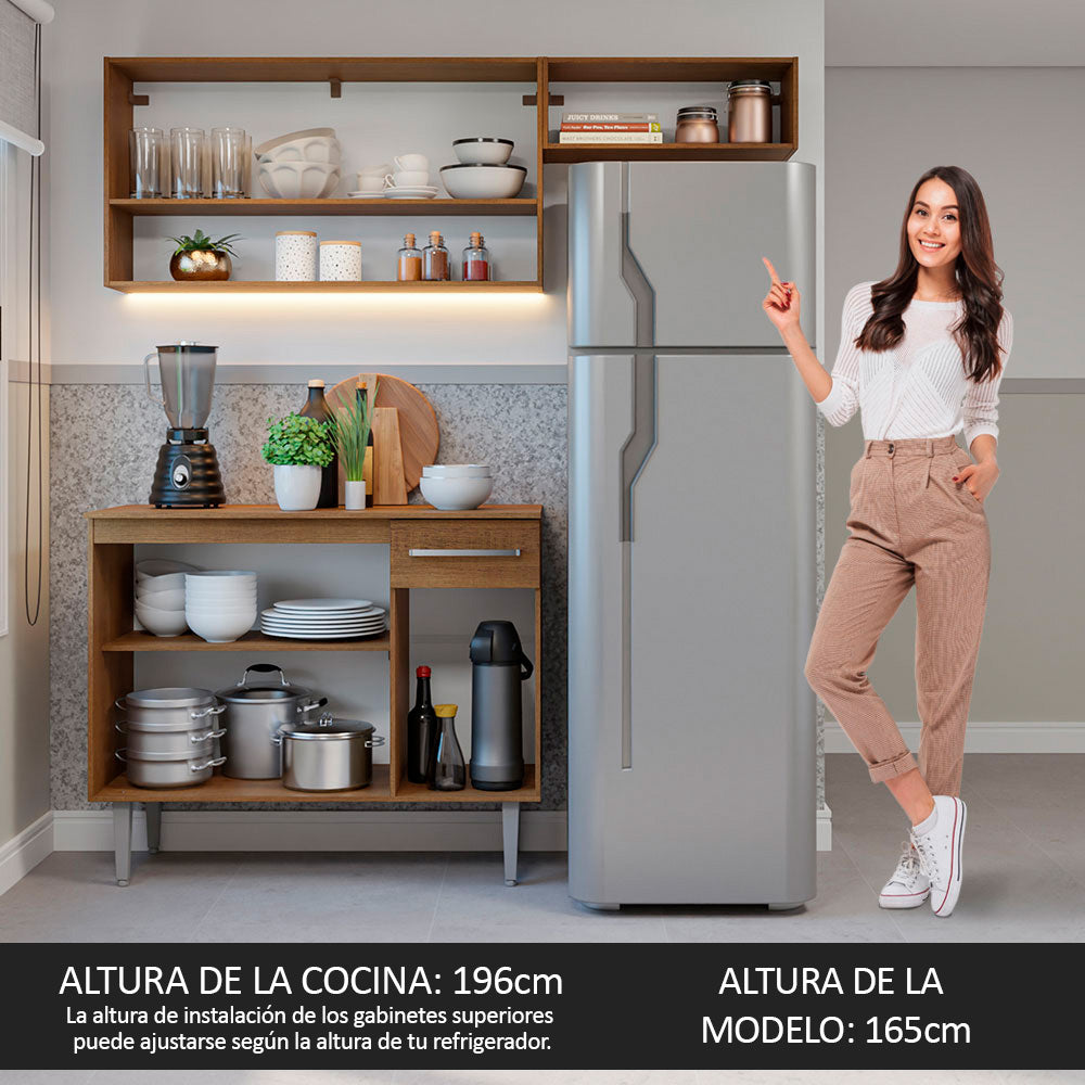 Cocina Integral 165cm con Encimera Marrón/Gris Emilly Madesa 08
