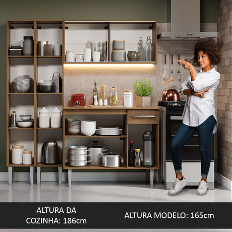 Cocina Compacta 169cm Marrón Emilly Madesa 10