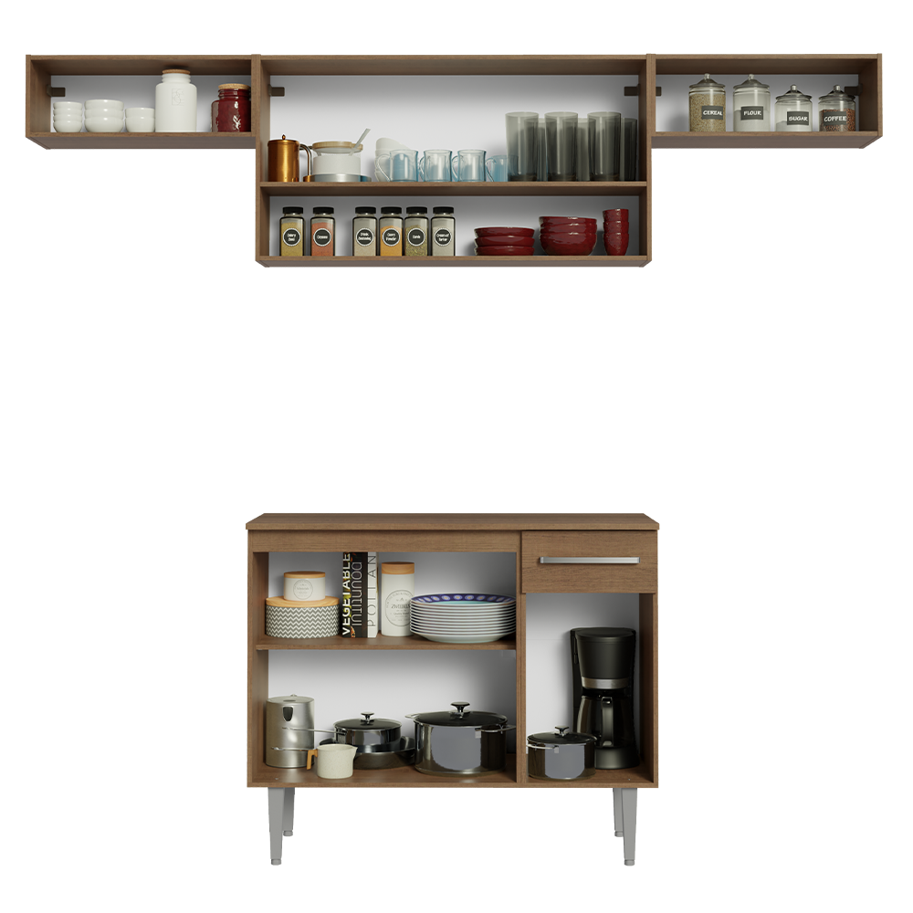 Cocina Integral 225cm Marrón Emilly Madesa 01