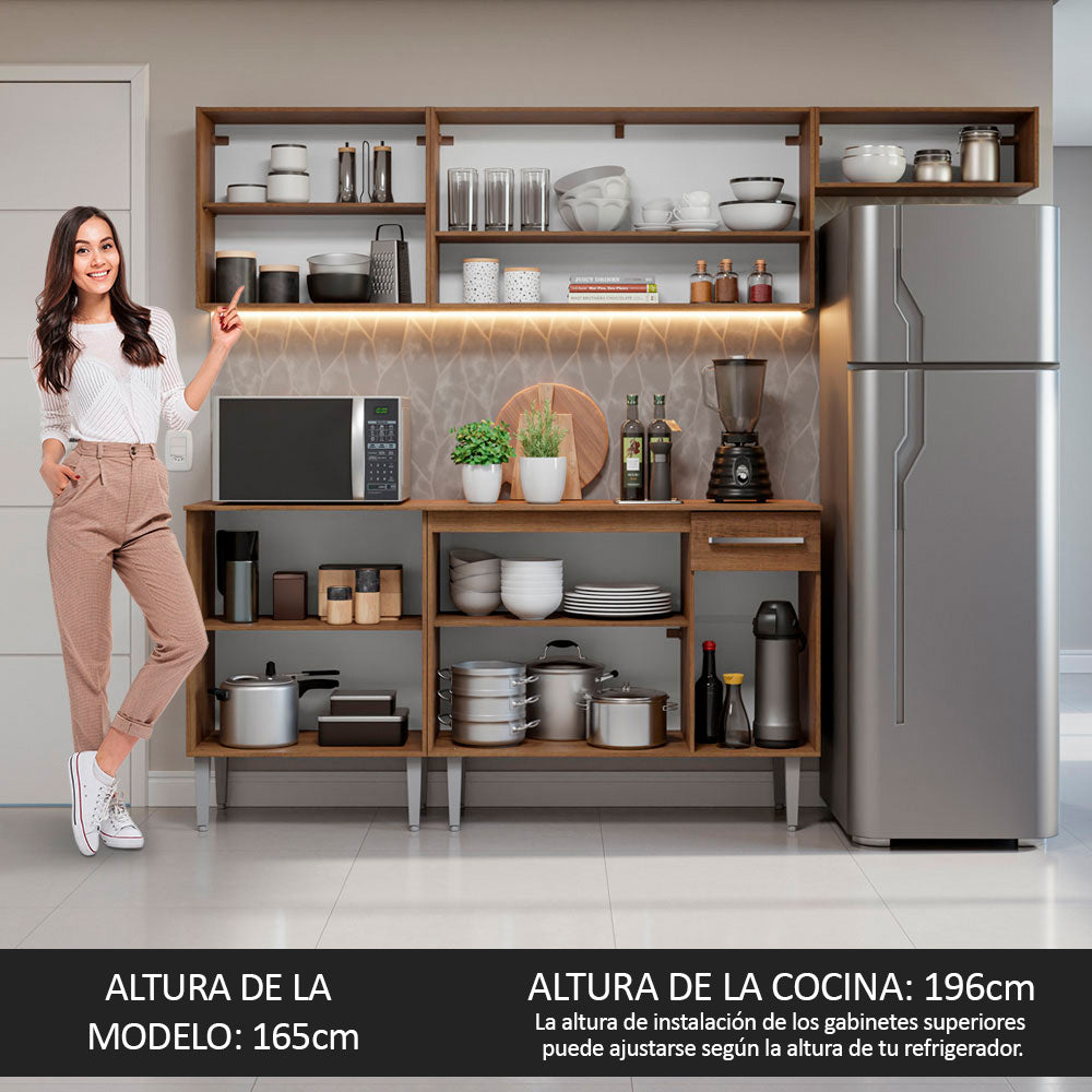Cocina Integral 229cm con Encimera Marrón Emilly Madesa 14