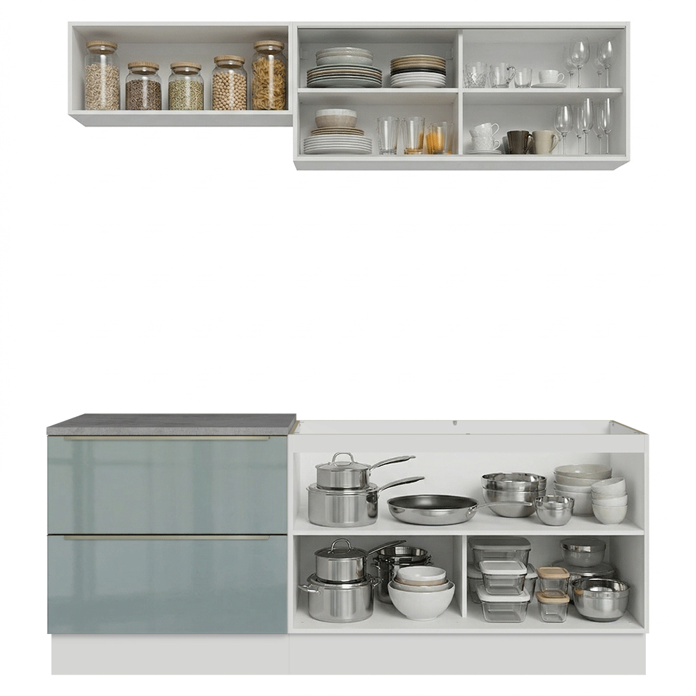 Cocina Integral 200 cm Blanco/Gris Lux Madesa 07