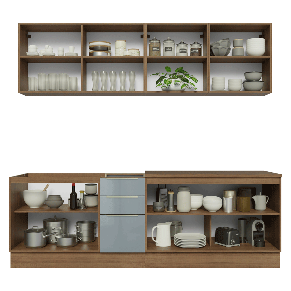 Cocina Integral 240 cm Marrón/Gris Lux Madesa 09