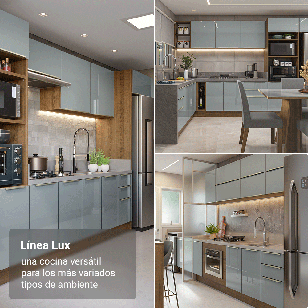 Cocina Integral 310 x 60 cm Marrón/Gris Lux Madesa 04