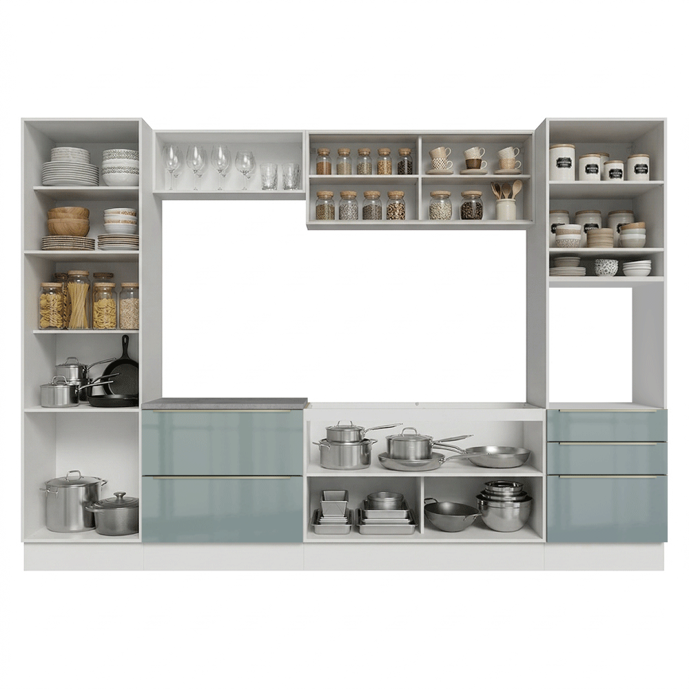 Cocina Integral 320 cm Blanco/Gris Lux Madesa 08