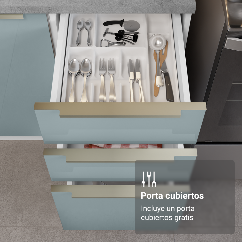 Cocina Integral 350 cm Blanco/Gris Lux Madesa 01