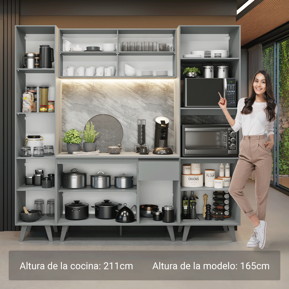Cocina Integrale 220cm Gris Nice Madesa 05
