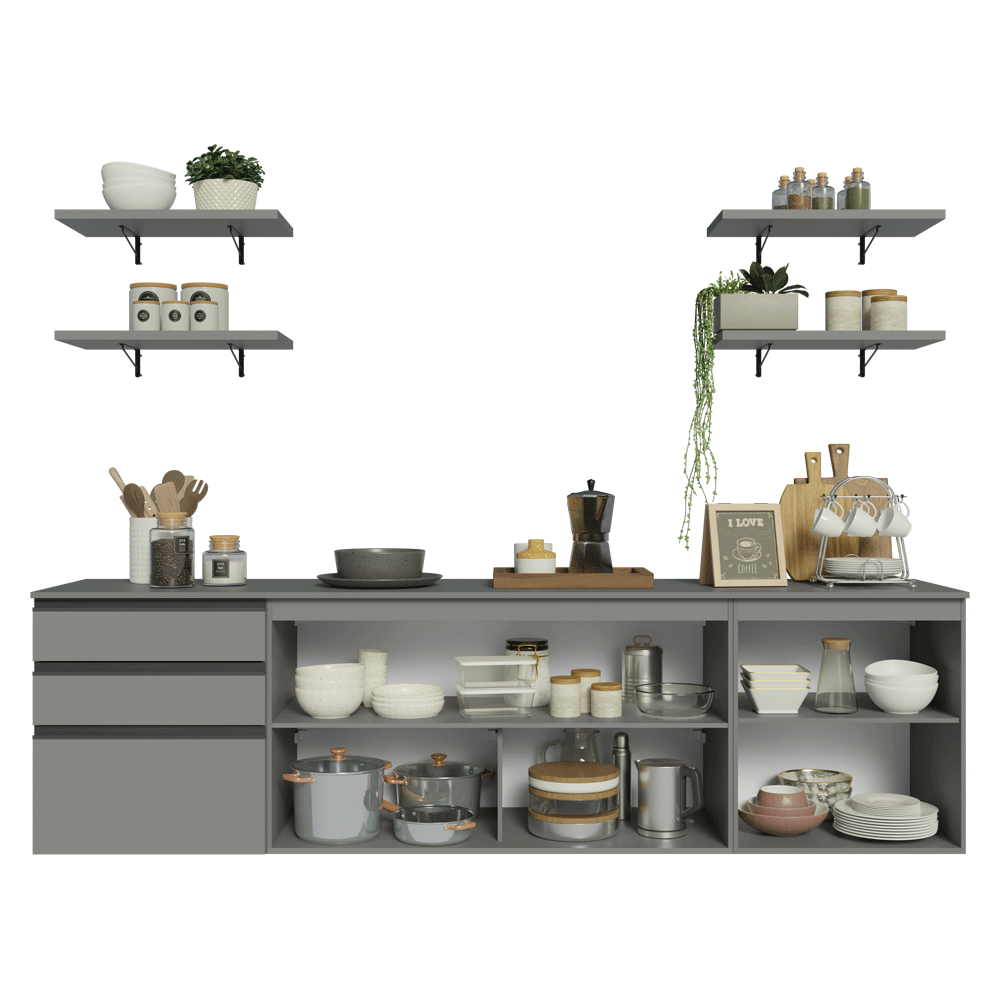 Cocina Integrale 240cm Suspendida Gris Nice Madesa 10