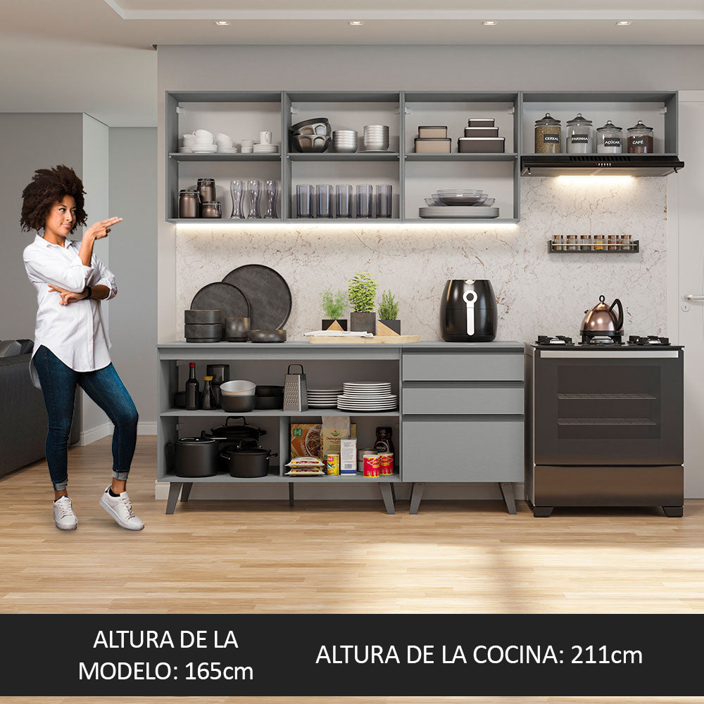 Cocina Integrale 260cm Gris Nice Madesa 12