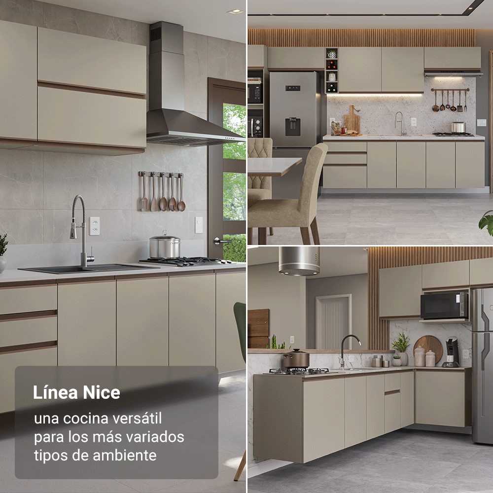 Cocina Integral 300 cm sin Patas Crema Nice 03