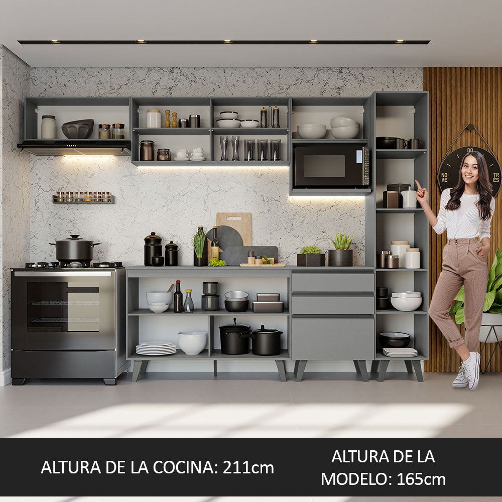 Cocina Integrale 300cm Gris Nice Madesa 05