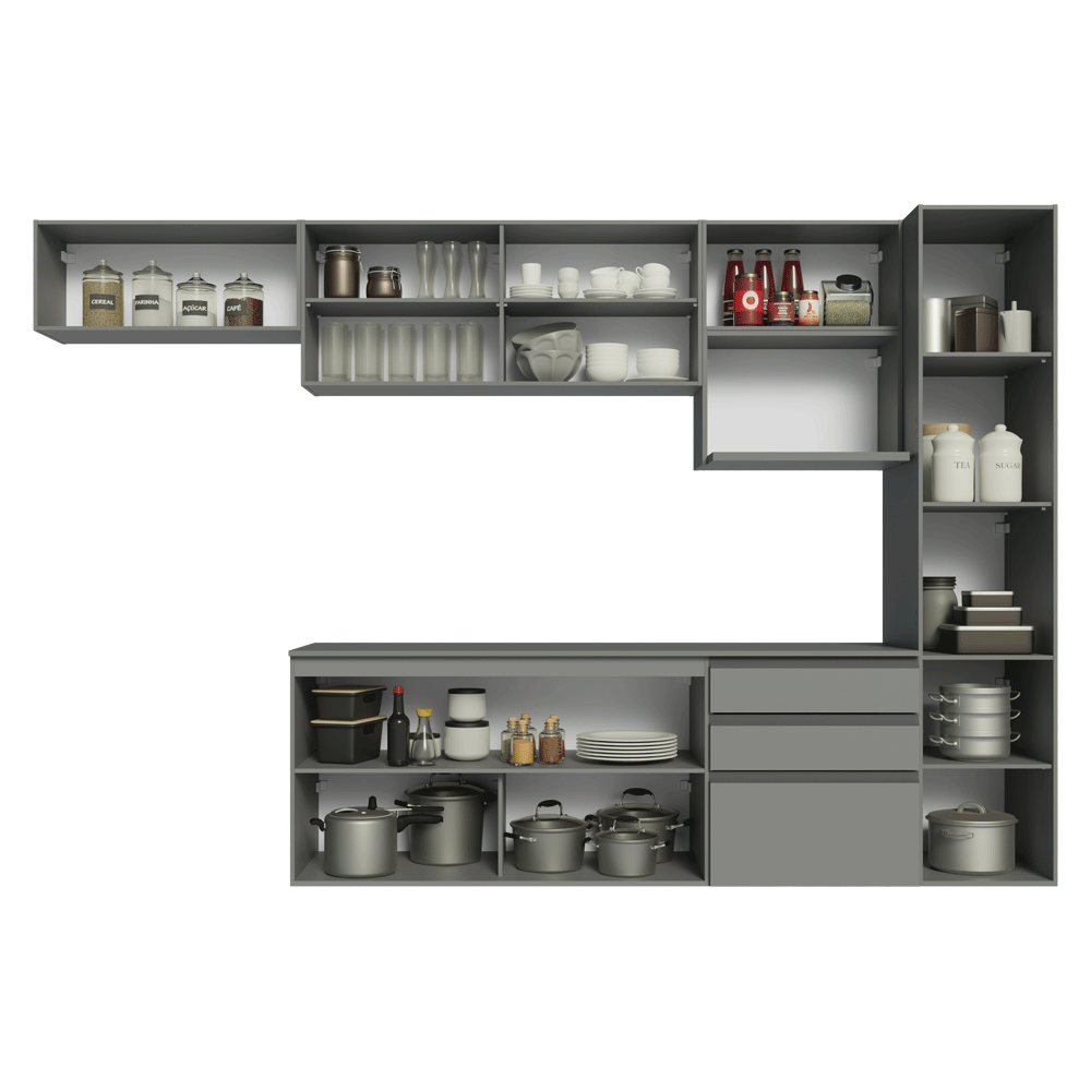 Cocina Integrale 300cm Suspendida Gris Nice Madesa 10