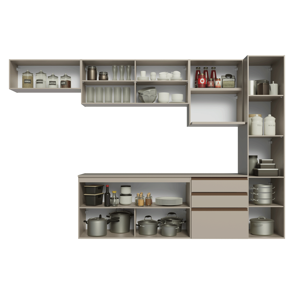 Cocina Integral 300cm Flotante Crema Nice Madesa 10
