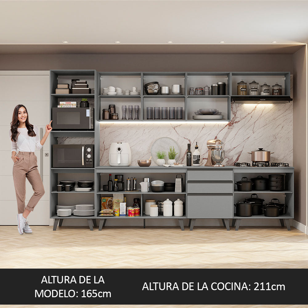 Cocina Integrale 320cm Gris Nice Madesa 06