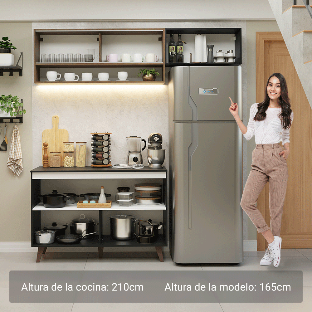 Cocina Integral 190cm Negro/Marrón Reims Madesa 07