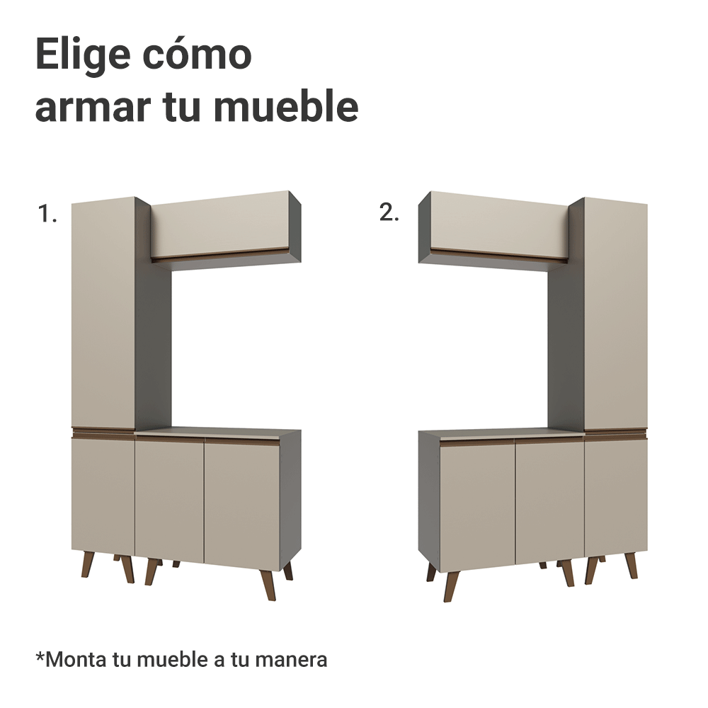 Gabinetes para Baño 120 cm, Con Patas 5 puertas, Crema Nice 02