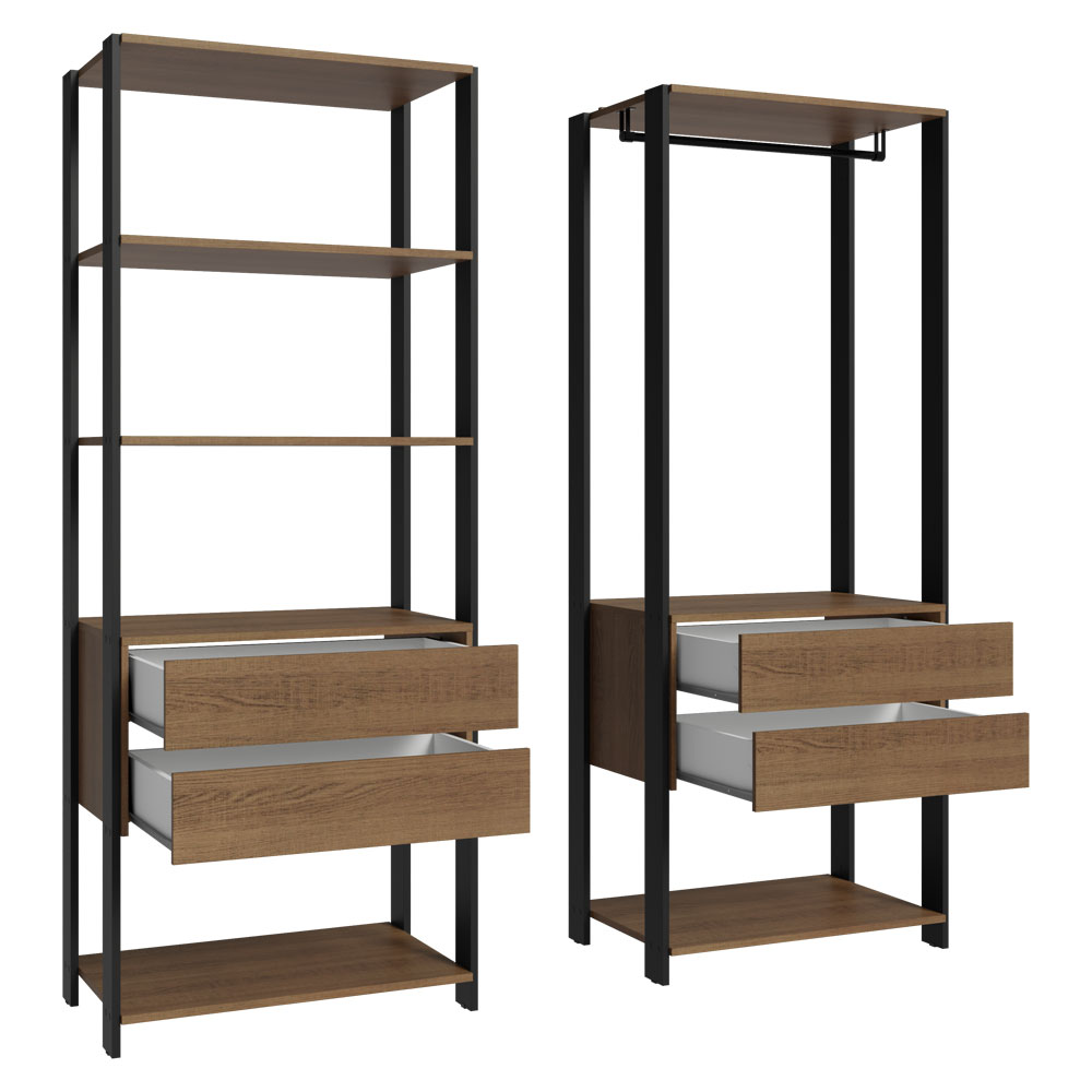 Clóset Modulado 4 Cajones 6 Niveles 140cm Marrón/Negro Valencia