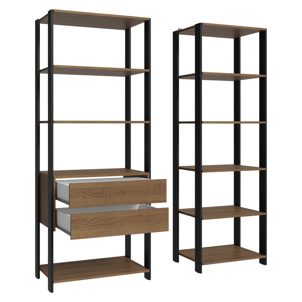 Clóset Modulado 2 Cajones 9 Niveles 129cm Marrón/Negro Valencia