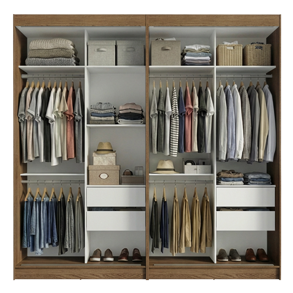 Conjunto de 2 Clósets 4 Puertas Corredizas Marrón/Blanco Tokio Madesa