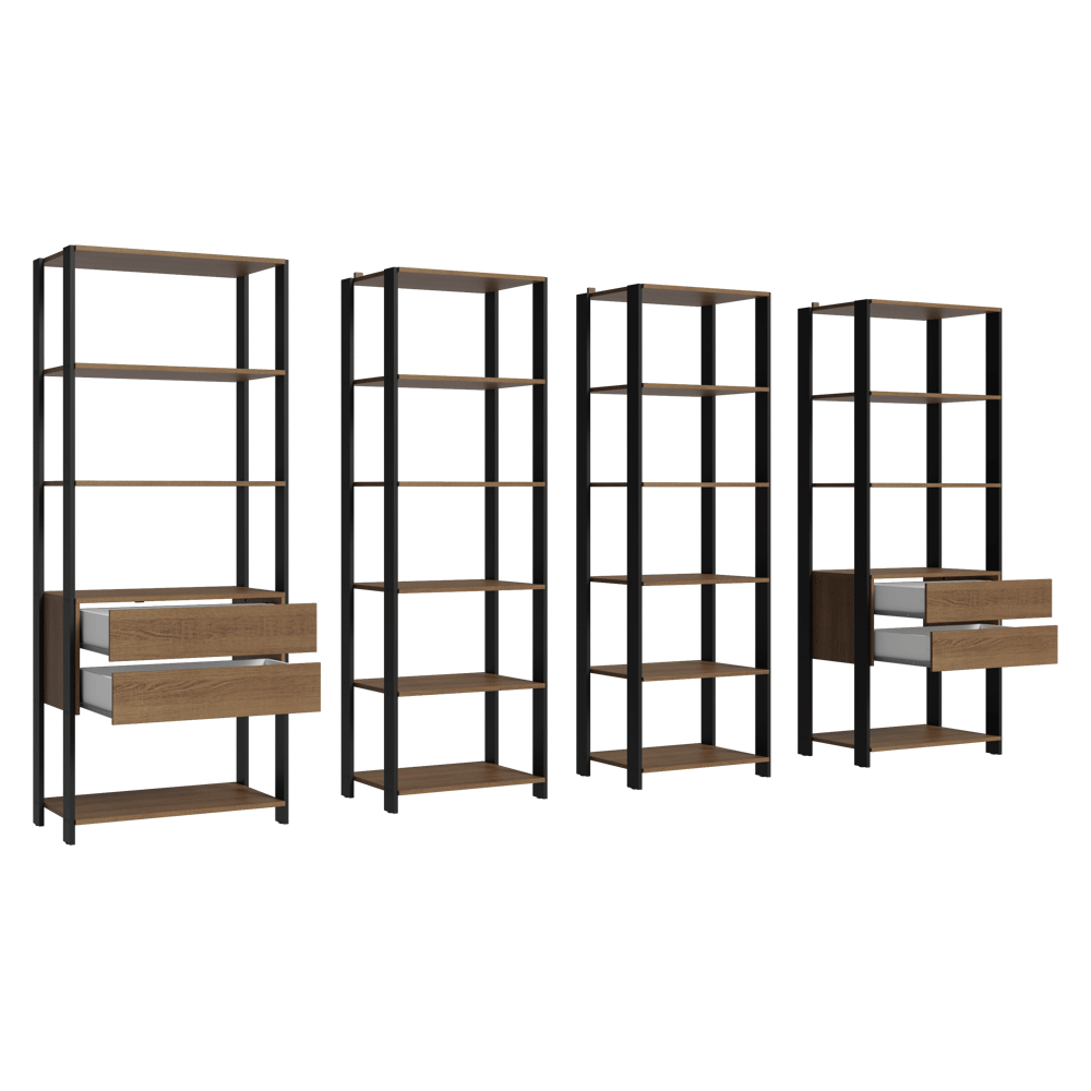 Clóset Modulado 4 Cajones 18 Niveles 258cm Marrón/Negro Valencia