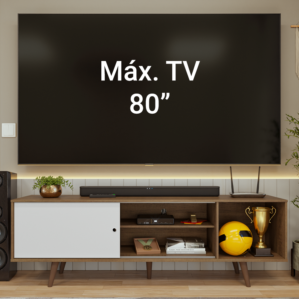 Mueble para TV hasta 80 Pulgadas 160cm con patas Marrón/Blanco/Marrón Torino Madesa