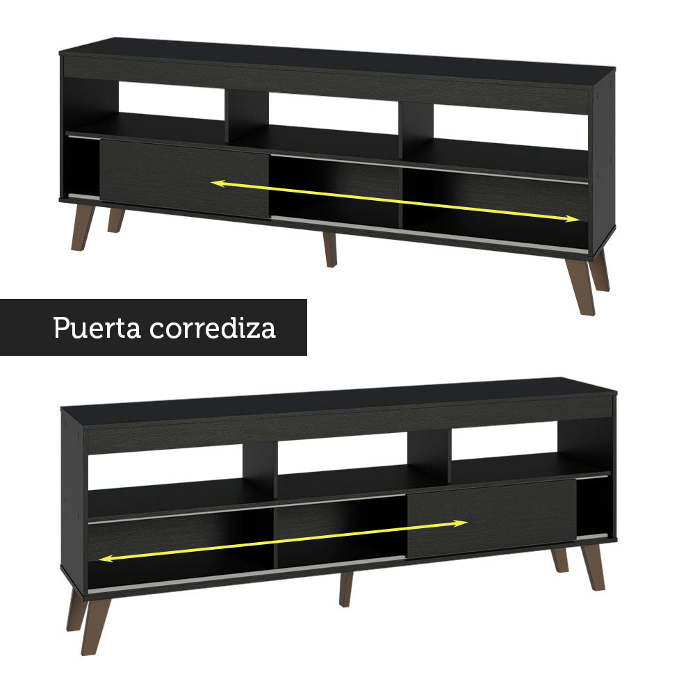 Mueble con Panel para TV hasta 65 Pulgadas con patas Negro Texas Madesa