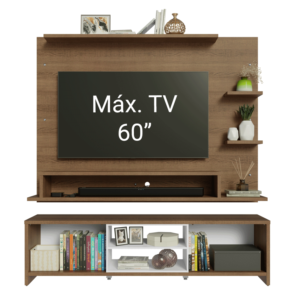Mueble con Panel para TV hasta 60 Pulgadas 180 cm Marrón/Blanco Metz Madesa